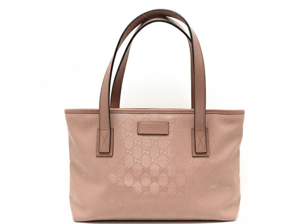 Gucci GG Imprime Tote Bag Handbag Pink Leather